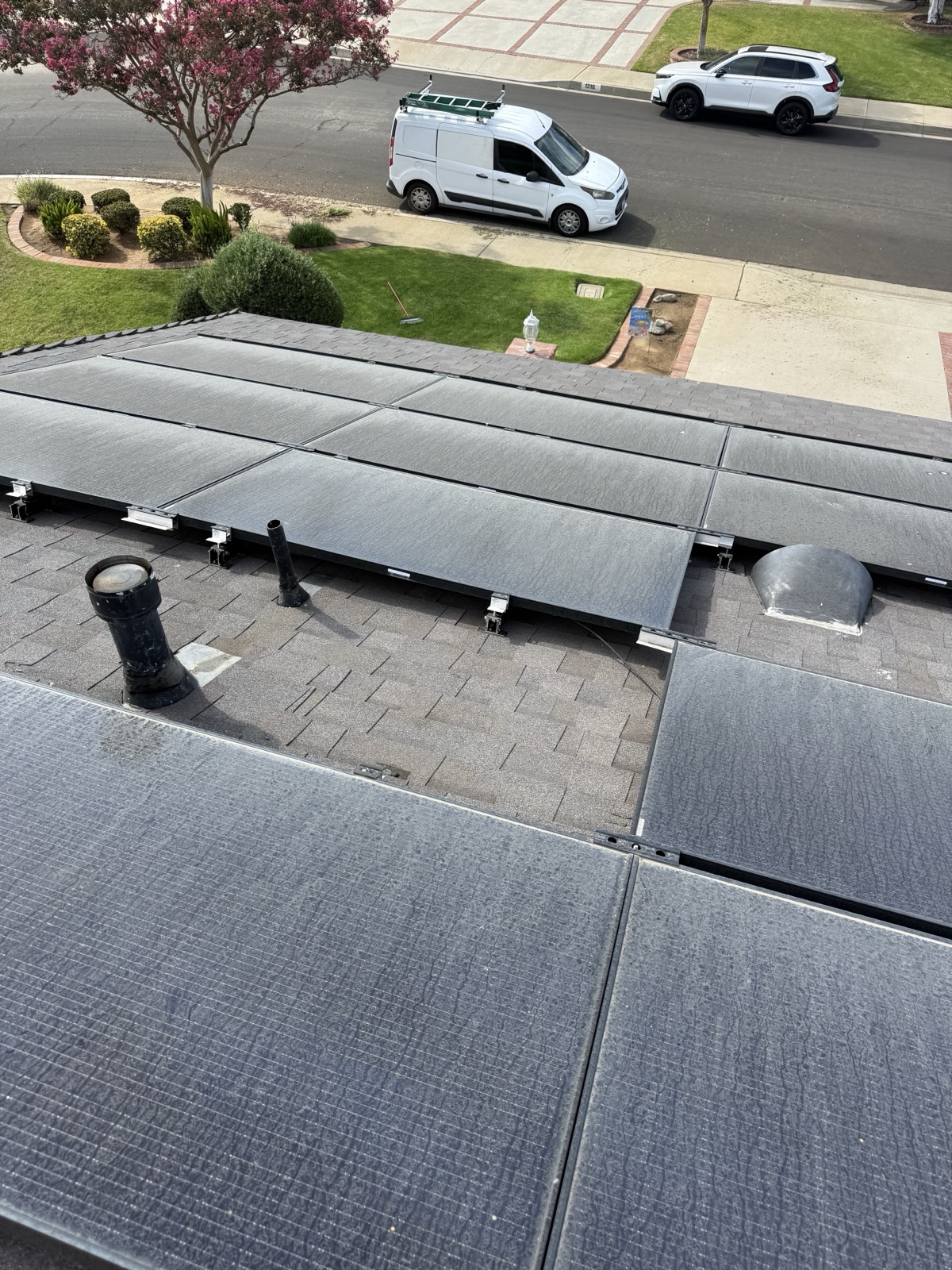 Dusty solar panels before cleaning
